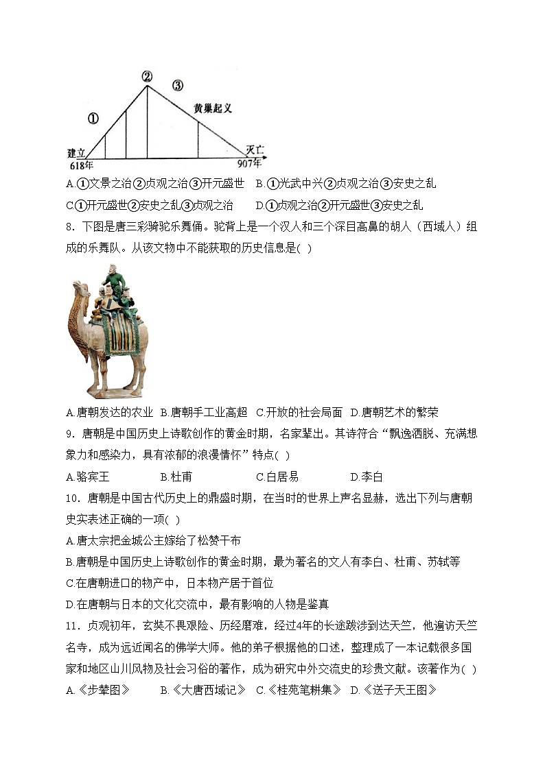 四川省南充市白塔中学2023-2024学年七年级下学期期中考试历史试卷(含答案)第2页