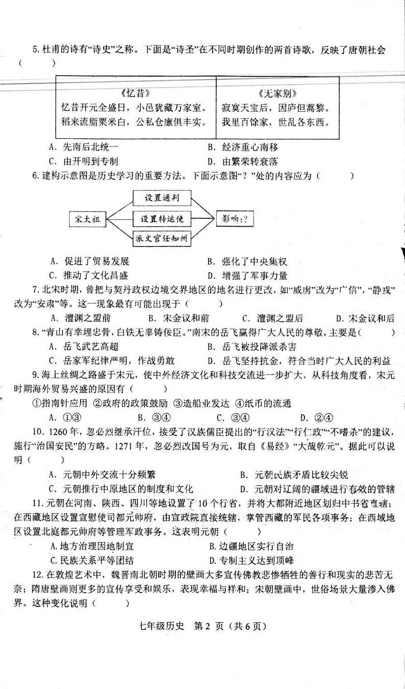 河南省南阳市淅川县2023-2024学年七年级下学期6月期末历史试题02