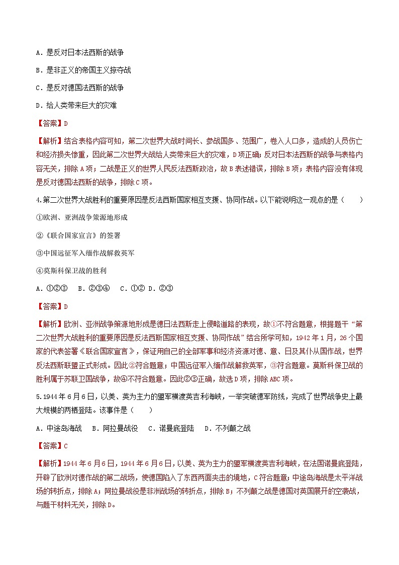 第15课 第二次世界大战 课件+练习（原卷+解析卷）人教部编版历史九年级下册02