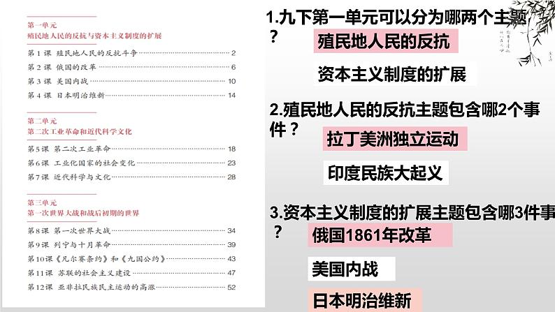 第一单元 殖民地人民的反抗与资本主义制度的扩展 复习课件---2023-2024学年部编版历史九年级下册01