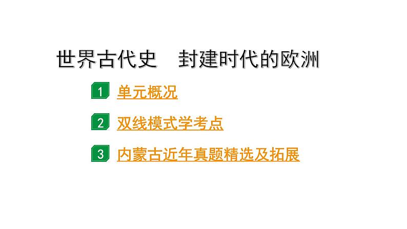 2024内蒙古中考历史二轮中考题型研究 世界古代史 封建时代的欧洲（课件）第1页