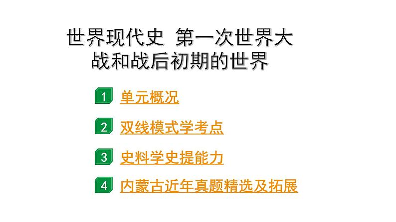 2024内蒙古中考历史二轮中考题型研究 世界现代史 第一次世界大战和战后初期的世界（课件）第1页