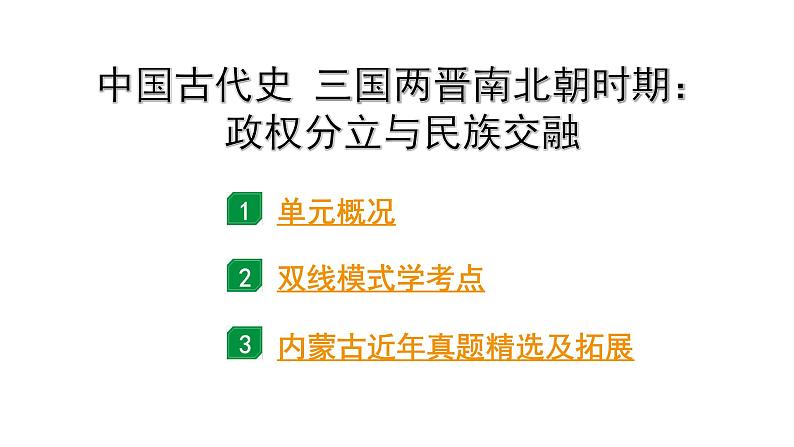 2024内蒙古中考历史二轮中考题型研究 中国古代史 三国两晋南北朝时期：政权分立与民族交融（课件）第1页