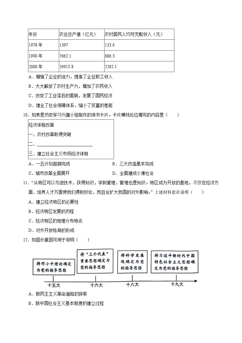 北京市昌平区2023-2024学年部编版八年级下学期期末历史试卷第3页