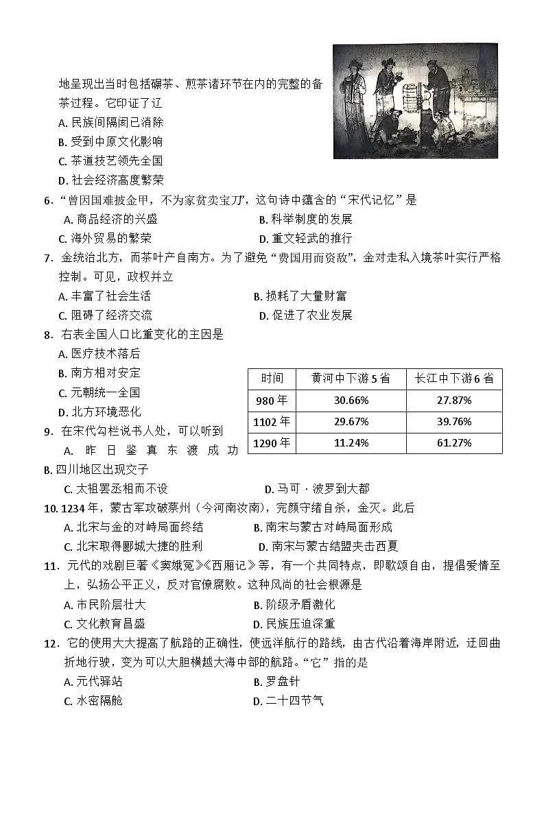 山东省潍坊市诸城市2023-2024学年七年级下学期7月期末历史试题02
