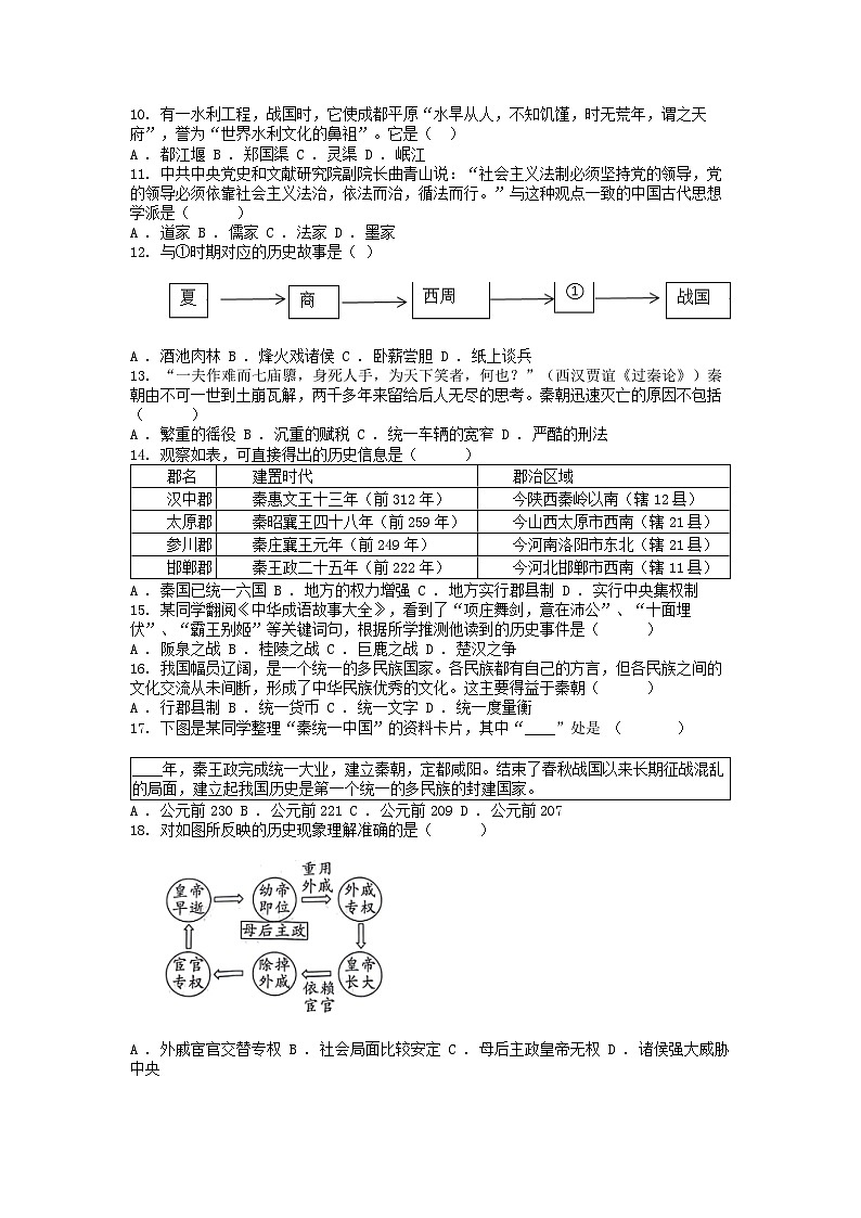 [历史][期末]湖南省衡阳市城区2023-2024学年七年级上学期历史期末试卷02