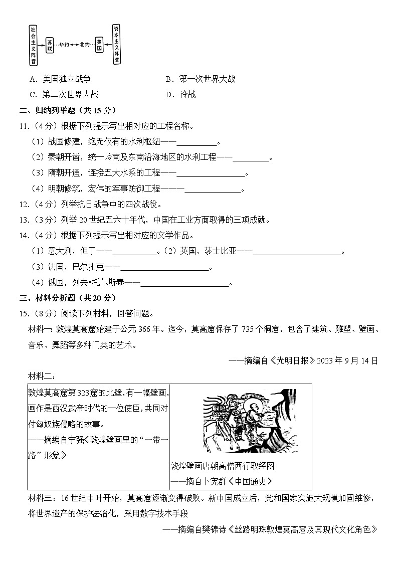 2024年吉林省中考历史试卷附真题答案第2页