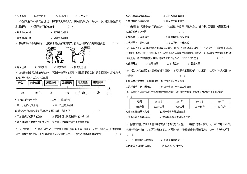 河北省承德市兴隆县2023-2024学年部编版八年级下学期期末历史试题02