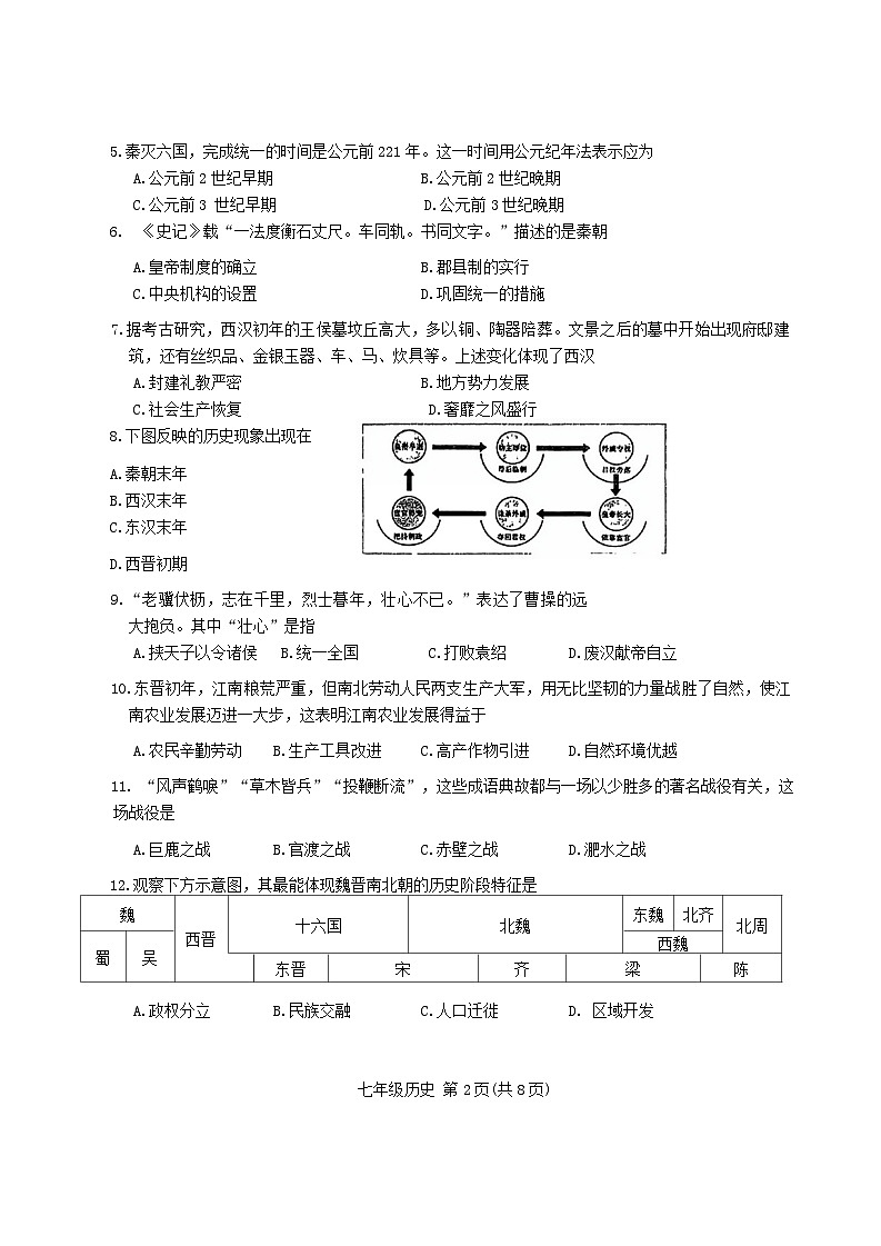 天津市和平区2023-2024学年七年级下学期6月期末历史试题02