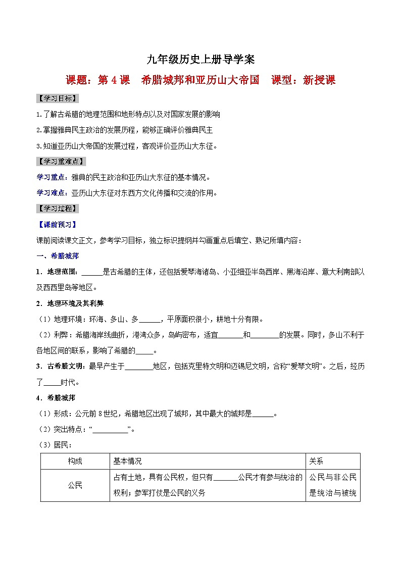 【新课标】4《希腊城邦和亚历山大帝国》课件+教案+导学案+分层作业+素材01