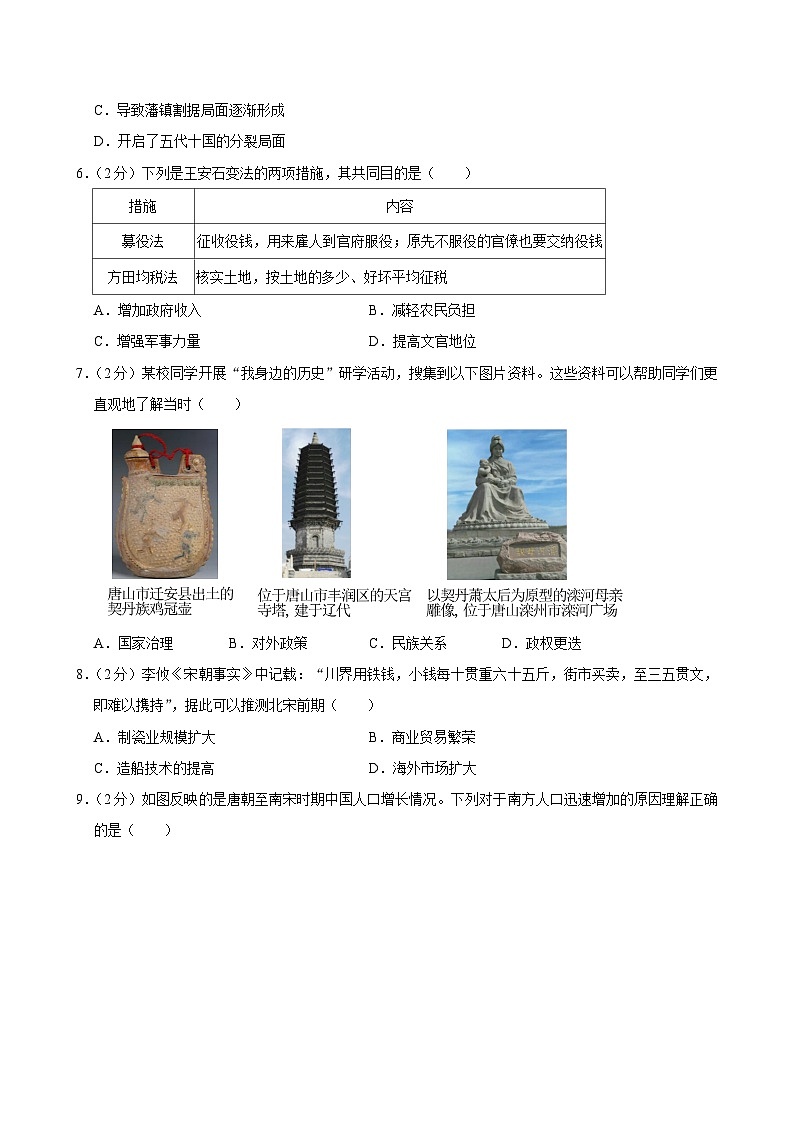 2022-2023学年河北省唐山市七年级（下）期末历史试卷第2页