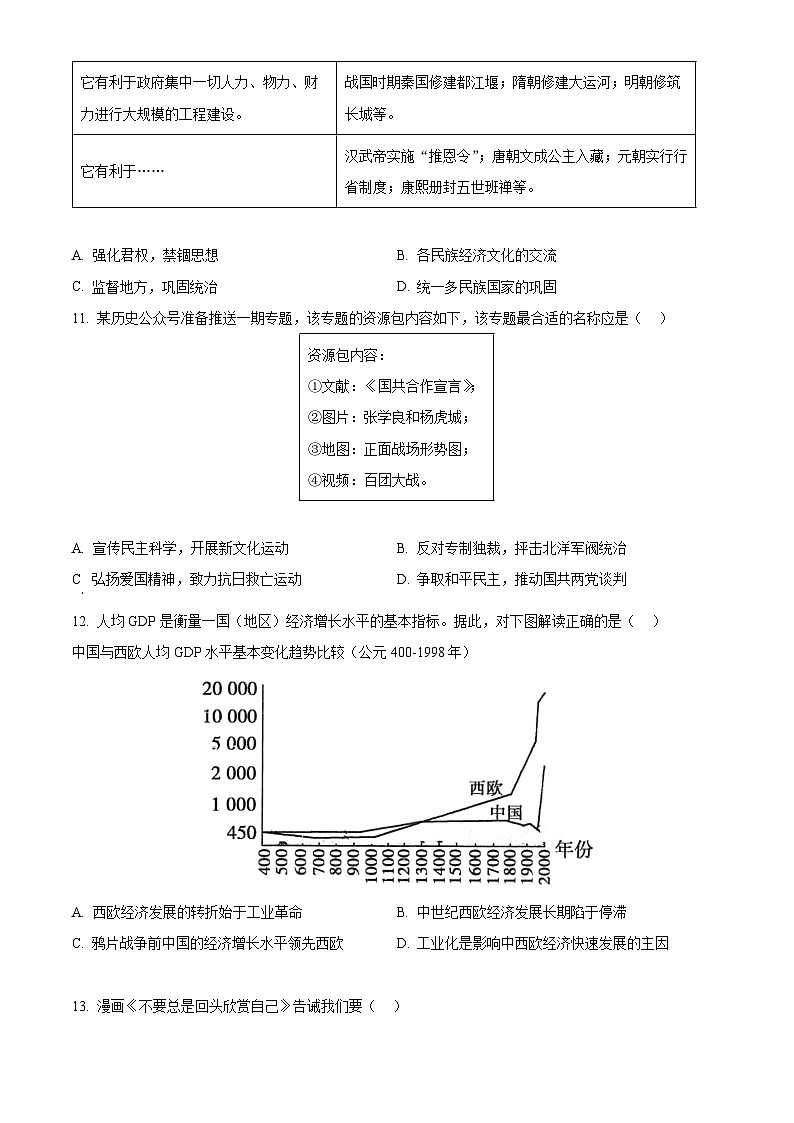 柯桥区中考一模历史与社会试题（原卷版）03