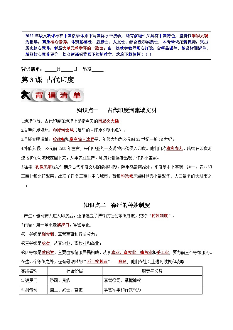 第3课 古代印度-新课标核心素养时代下的教学评（精品课件+背诵清单+素养评价）01