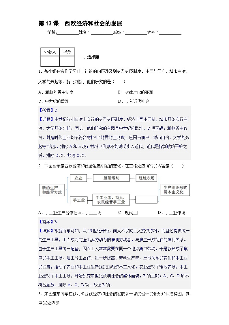 第13课  西欧经济和社会的发展-新课标核心素养时代下的教学评（精品课件+背诵清单+素养评价）01