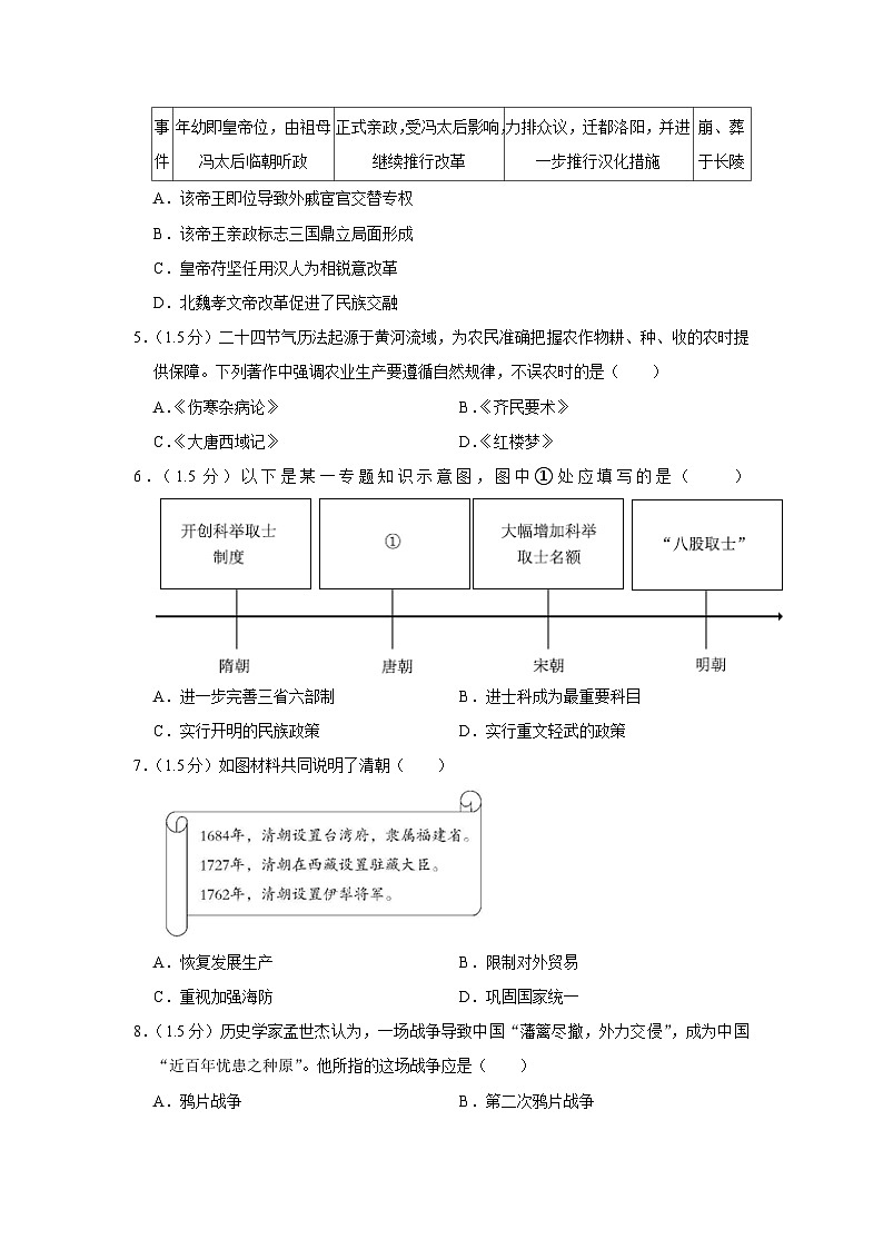 2022年北京市东城区中考历史一模试卷02