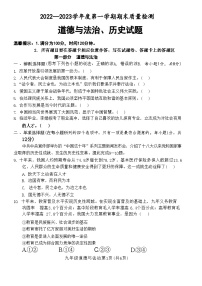 山东省菏泽市单县2022-2023学年九年级上学期期末考试道德与法治历史试题