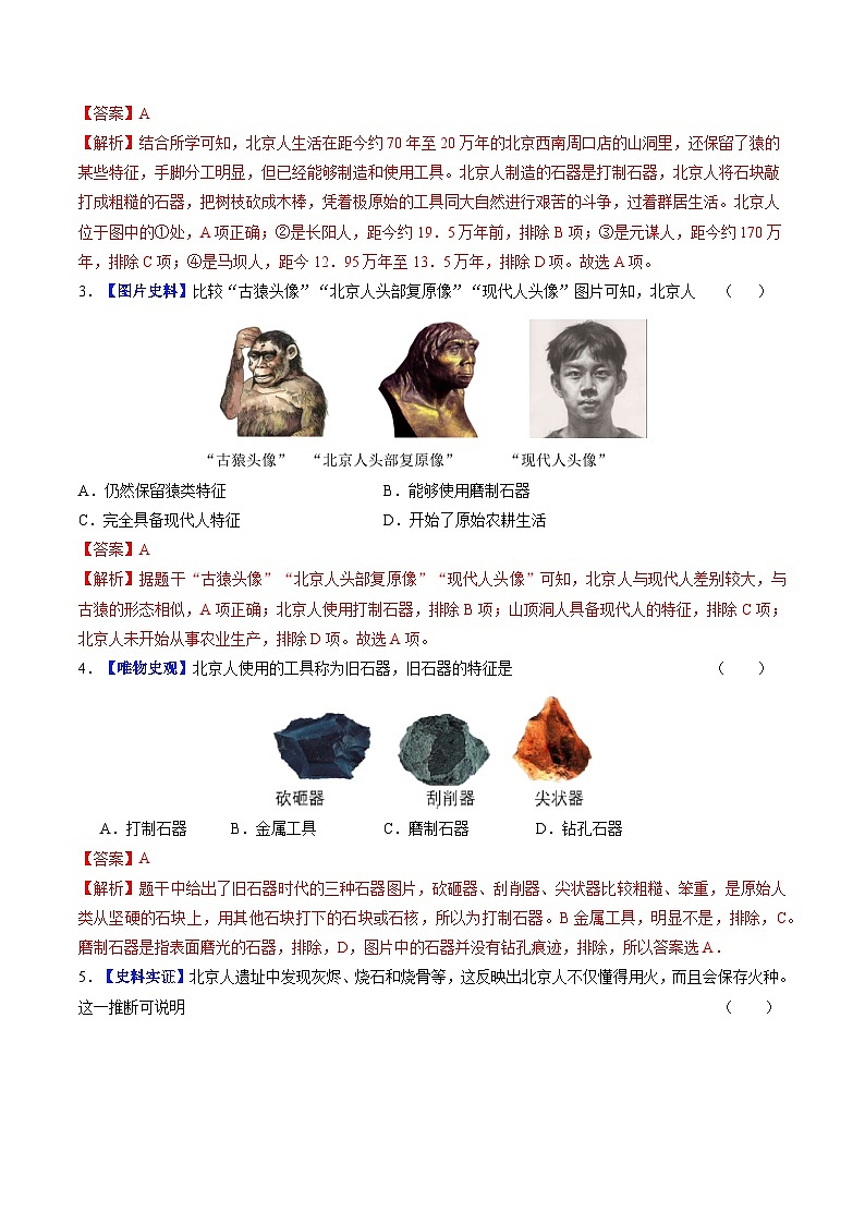 2024新版人教版七年级上册历史 第1课 远古时期的人类活动 课件+同步练习+视频素材02
