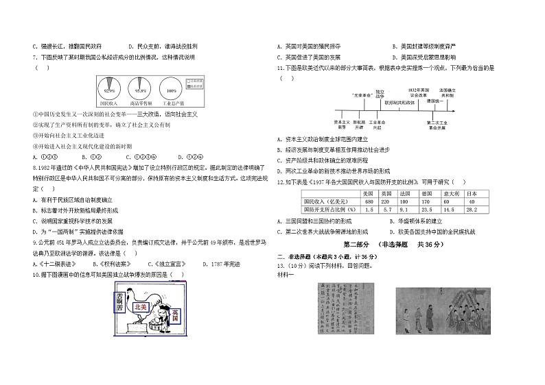 2024年陕西省安康市石泉县中考三模历史试卷第2页
