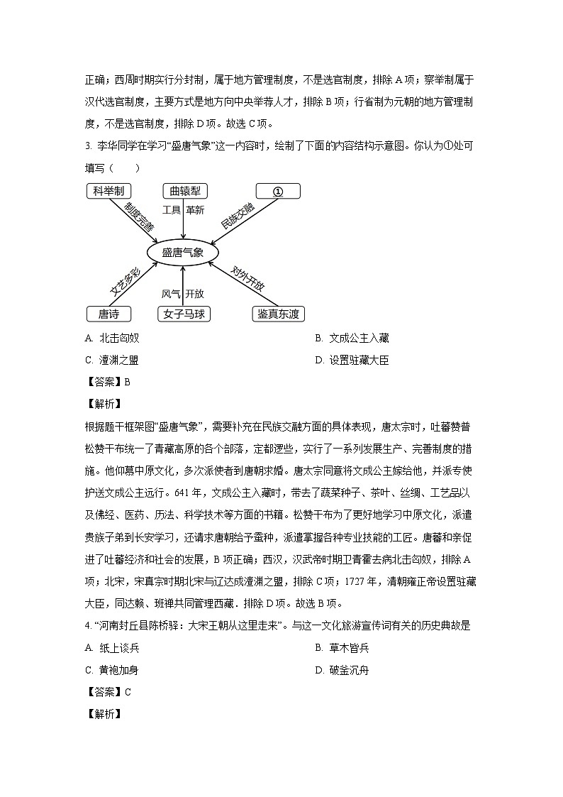 [历史][期末]重庆市忠县2023-2024学年七年级下学期期末试题(解析版)02