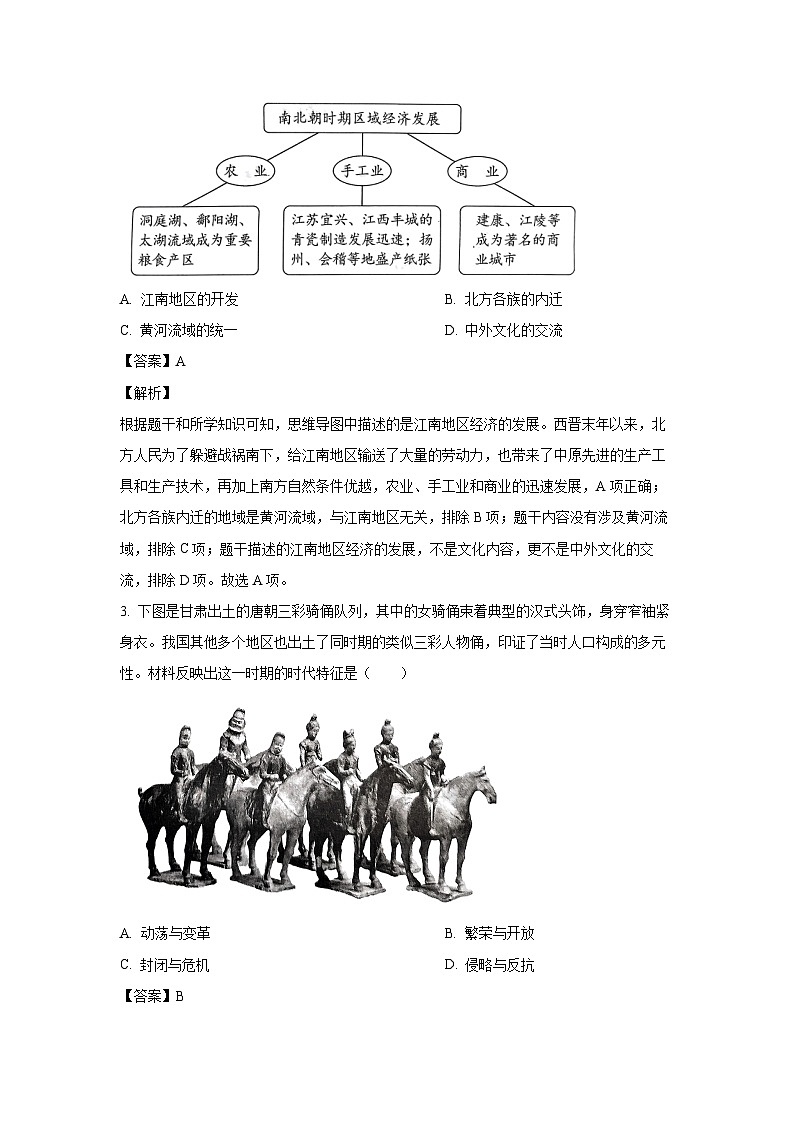 [历史]湖北省武汉市2024年中考真题(解析版)02