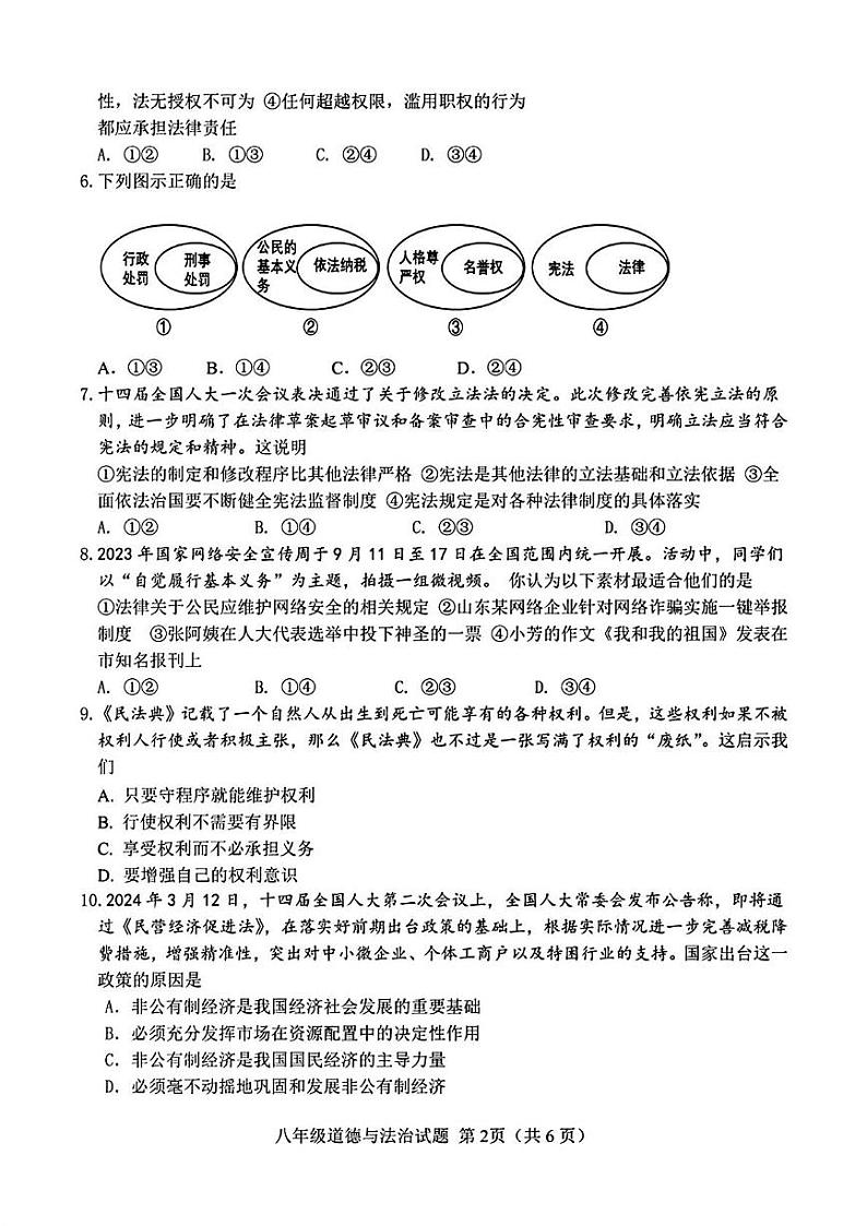山东省菏泽市定陶区2023—2024学年下学期期中考试八年级道德与法治历史试题02