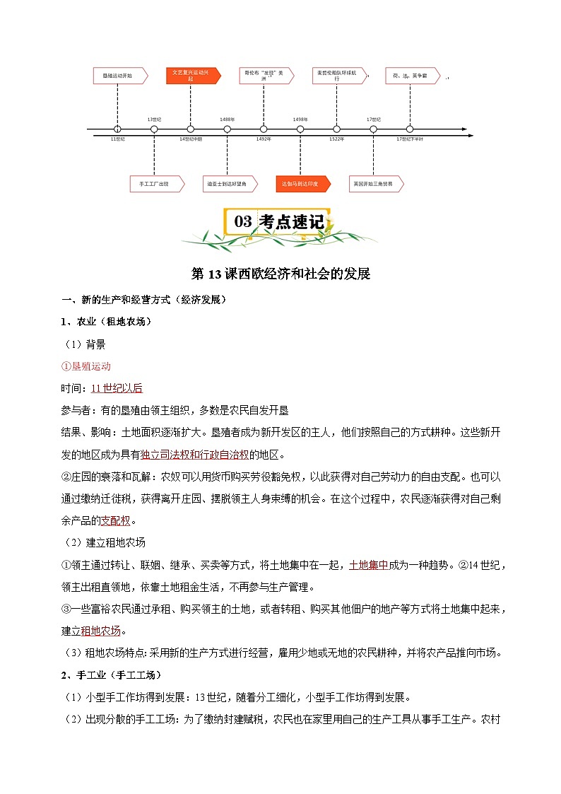 第5单元《走向近代》-2024-2025学年九年级上册历史单元知识速记清单讲义（人教版部编版统编版）02