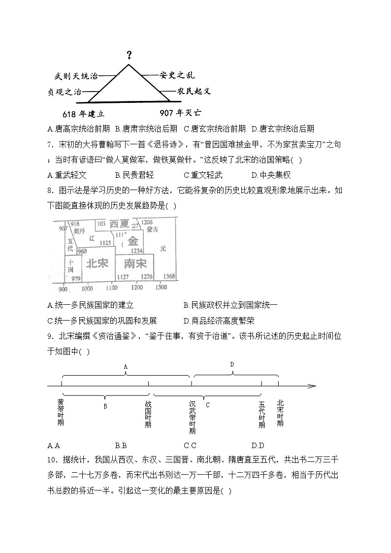 湖北省潜江市2023-2024学年七年级下学期期末质量检测历史试卷(含答案)第2页