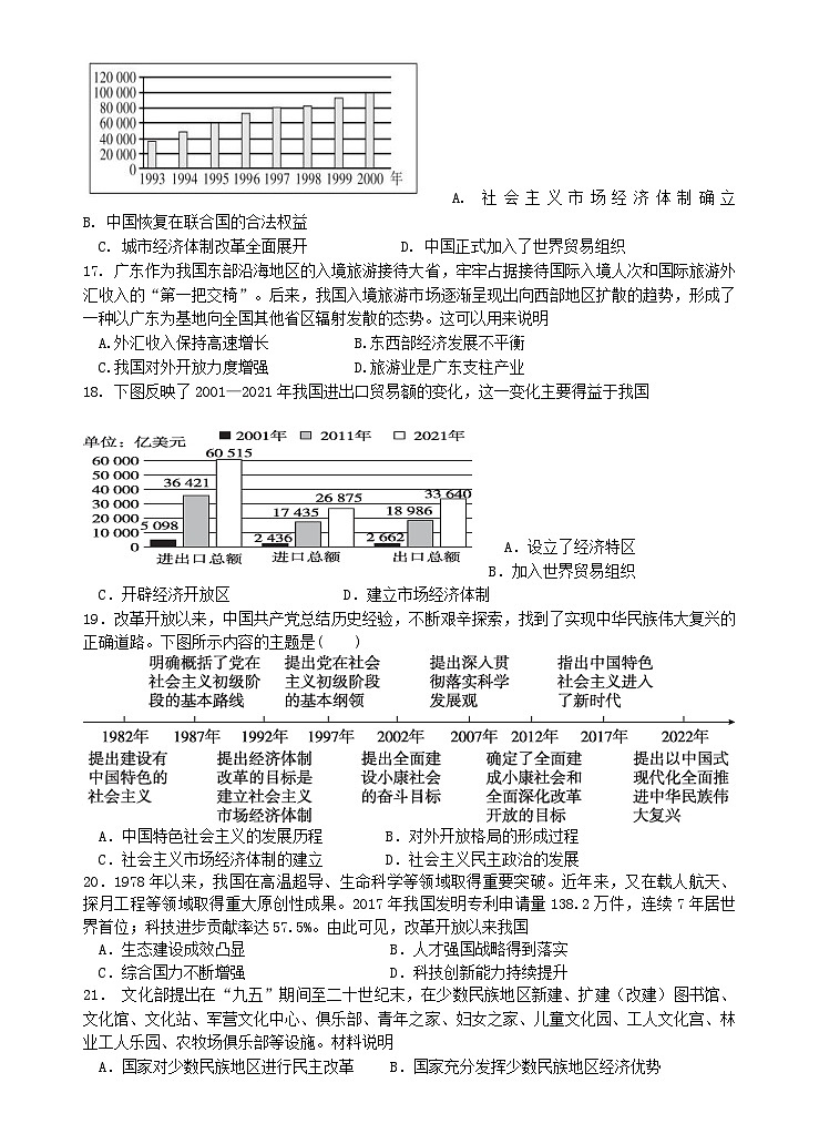 2023-2024学年第二学期期末检测（八年级历史） 2023-2024学年第二学期期末历史检测16K第3页
