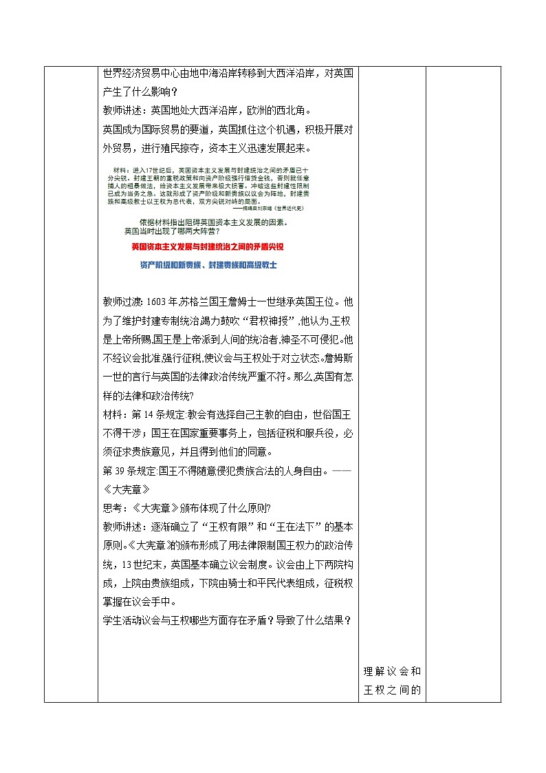 6.17君主立宪制的英国教学设计部编版历史九年级上册02
