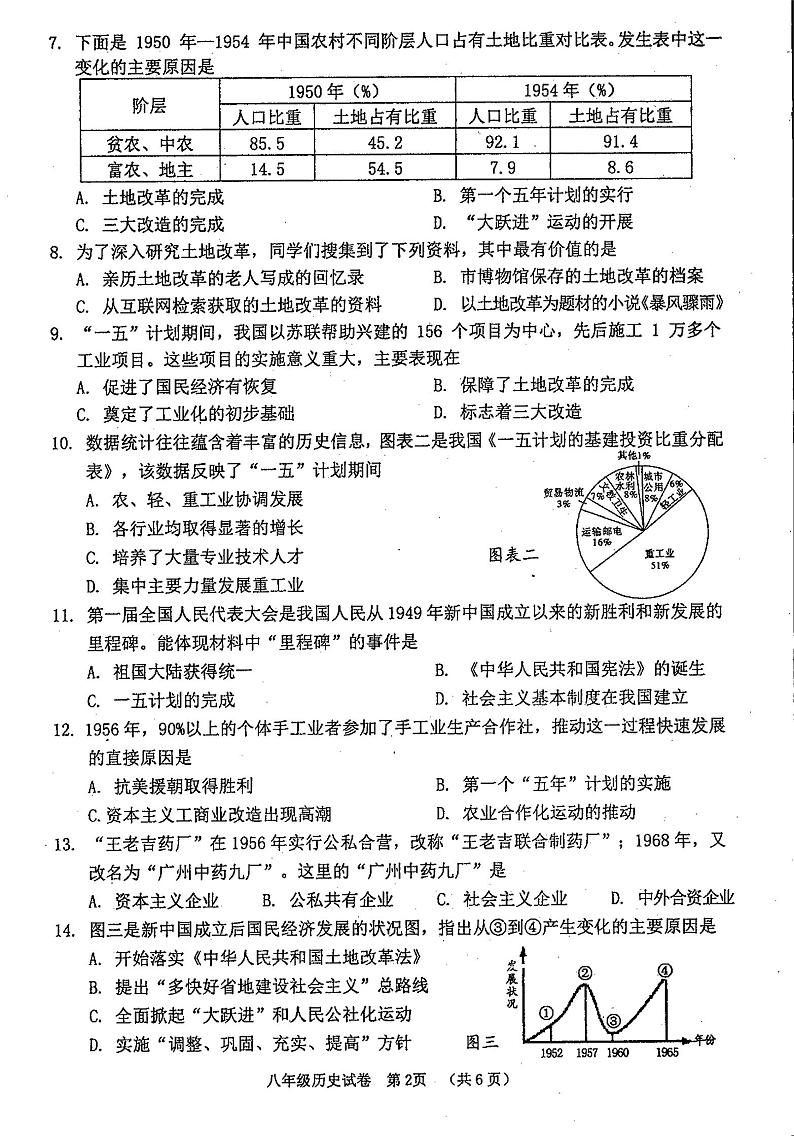 广西壮族自治区贺州市富川瑶族自治县第三中学2023-2024学年部编版八年级历史下学期期中考试题02