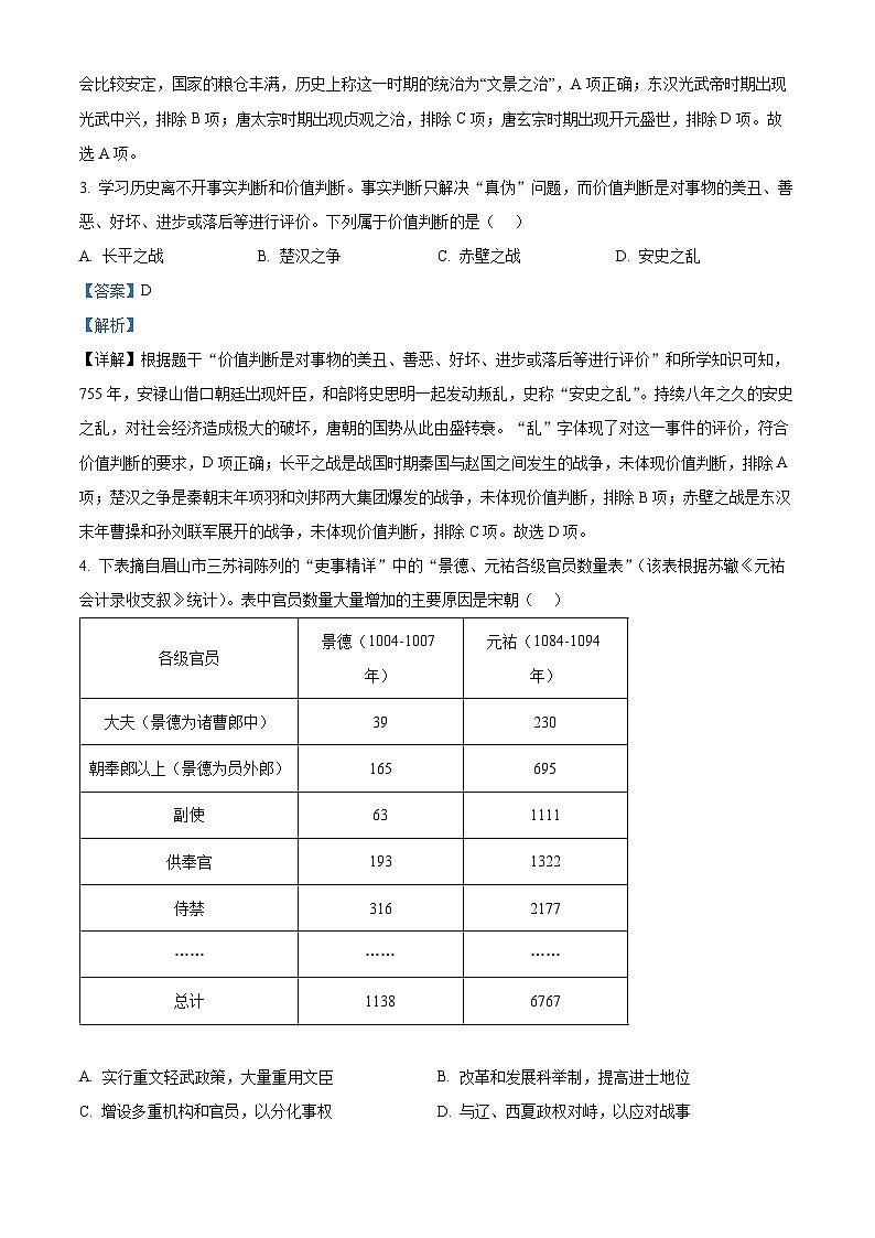 2024年四川省眉山市中考历史试题（解析）第2页