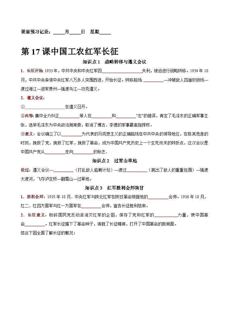 第17课中国工农红军长征-【新课标核心素养时代】（精品课件+预习清单+素养评价）01