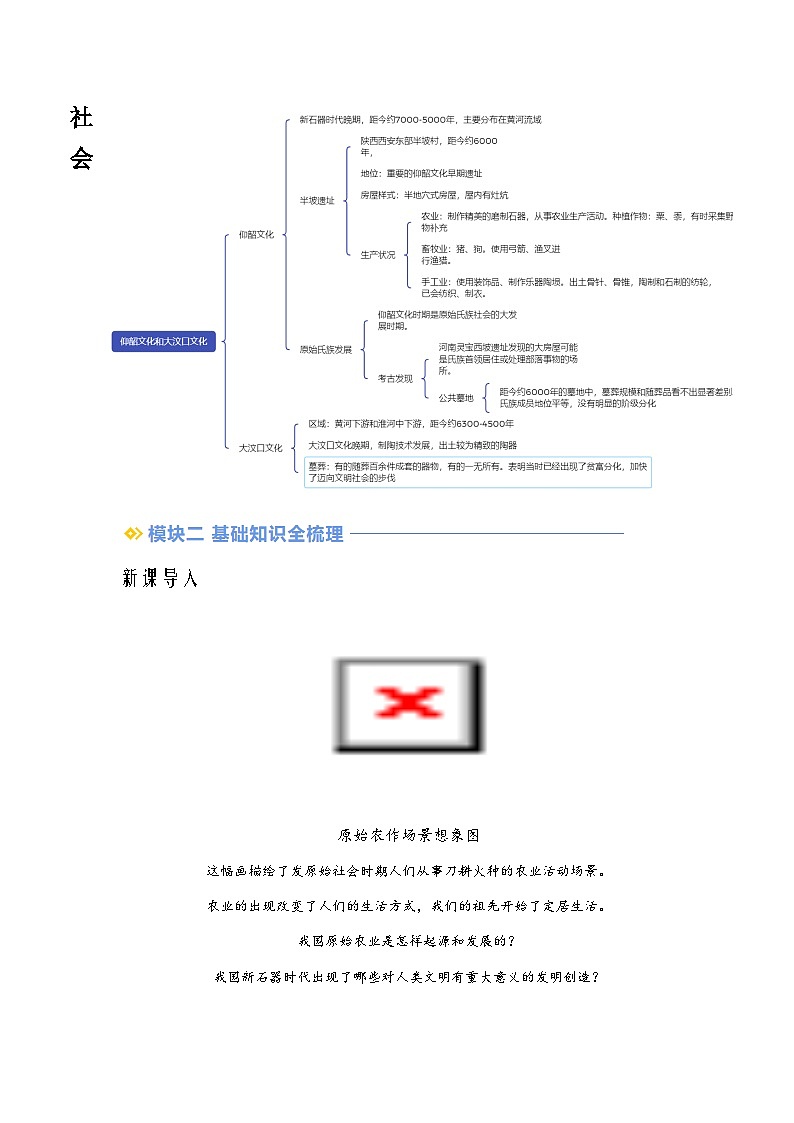 2024年部编版七年级历史暑假自学-第02讲-原始农业与史前社会【学案讲义】第2页