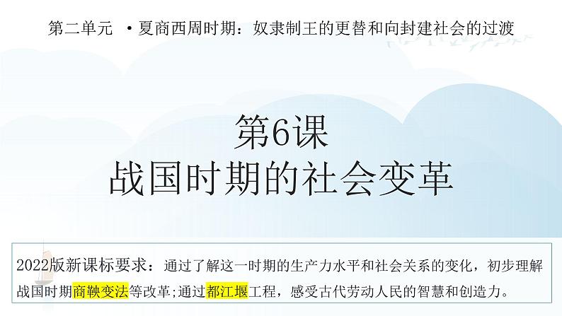 人教部编版 七年级历史上册 第二单元 第六课 战国时期的社会变化 课件第1页