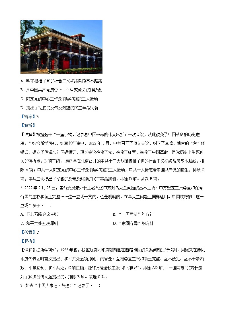 2024年贵州省黔西南州中考历史试卷（原卷版+解析版）03