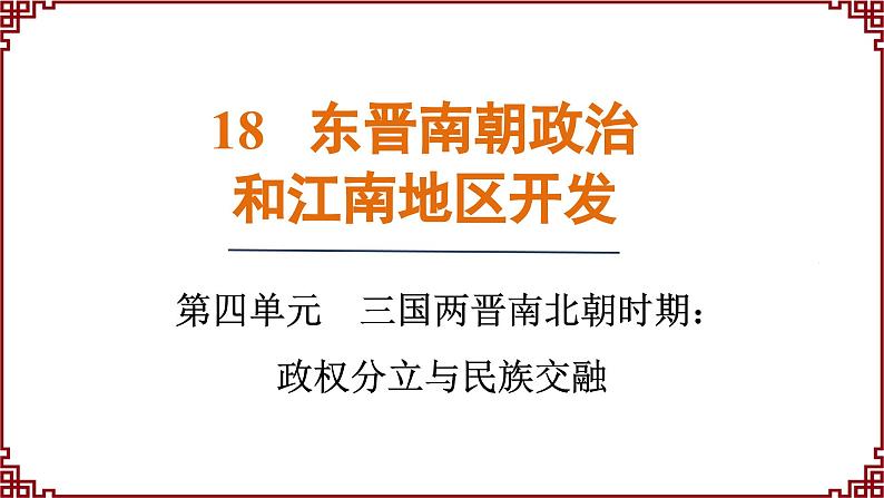 第18课 东晋南朝政治和江南地区的开发 课件2024-2025学年统编版七年级历史上册01