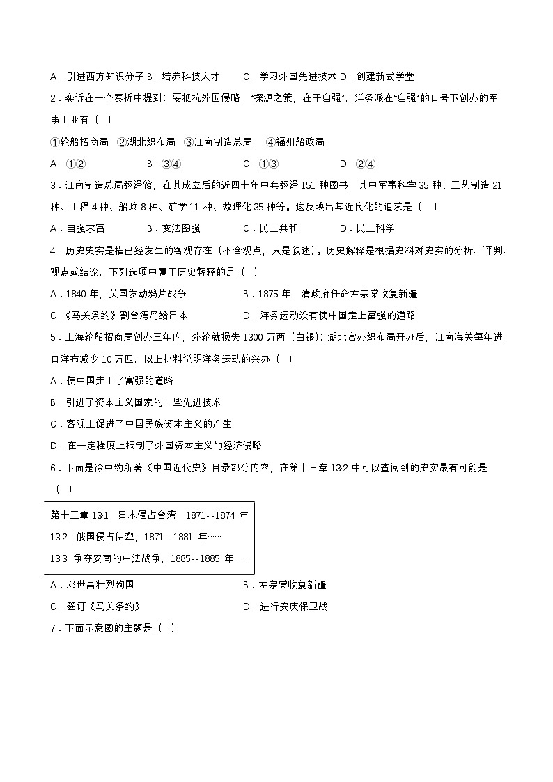 第4课洋务运动和边疆危机（分层作业原卷板）02