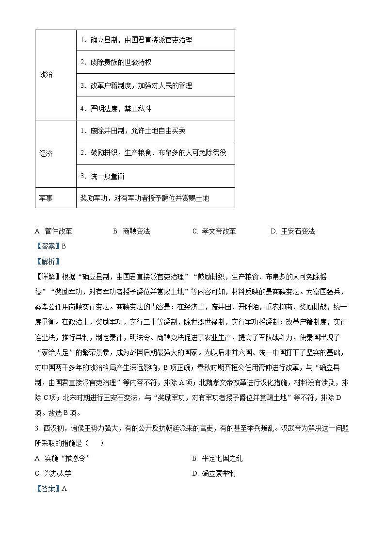 [历史]2023年山东省东营市中考真题历史试卷(原题版+解析版)02