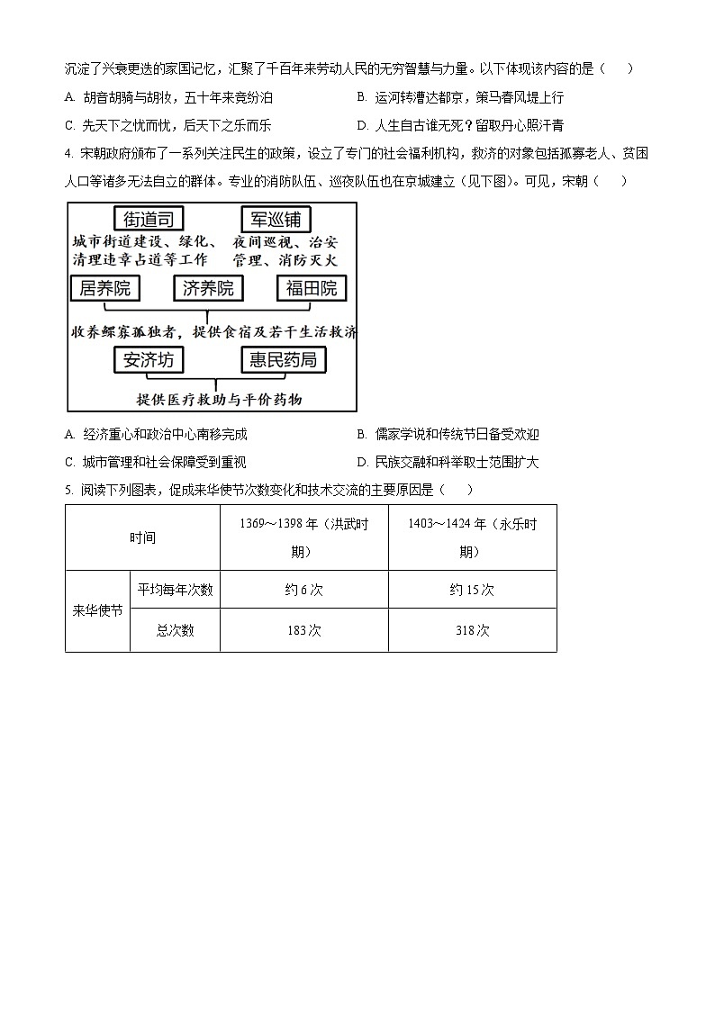 [历史]2023年湖北省武汉市中考真题历史试卷(原题版+解析版)02