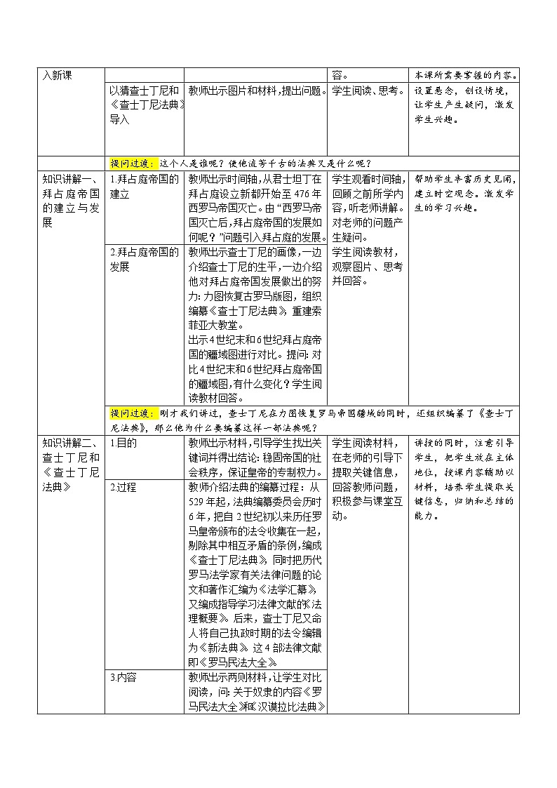 【核心素养】新课标部编版初中历史九年级上册 10 拜占庭帝国和《查士丁尼法典》 课件+教案+练习（含教学反思和答案）02