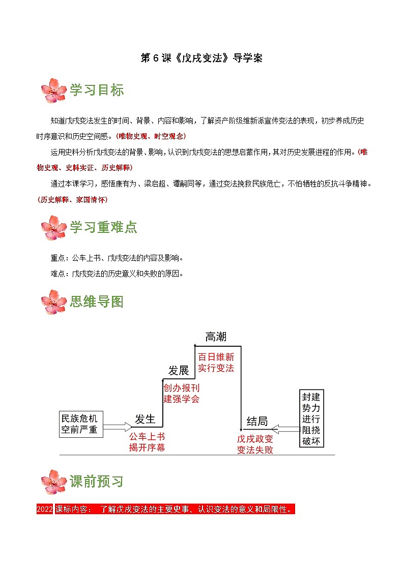 【新课标】6《戊戌变法》课件+教案+分层作业+导学案01