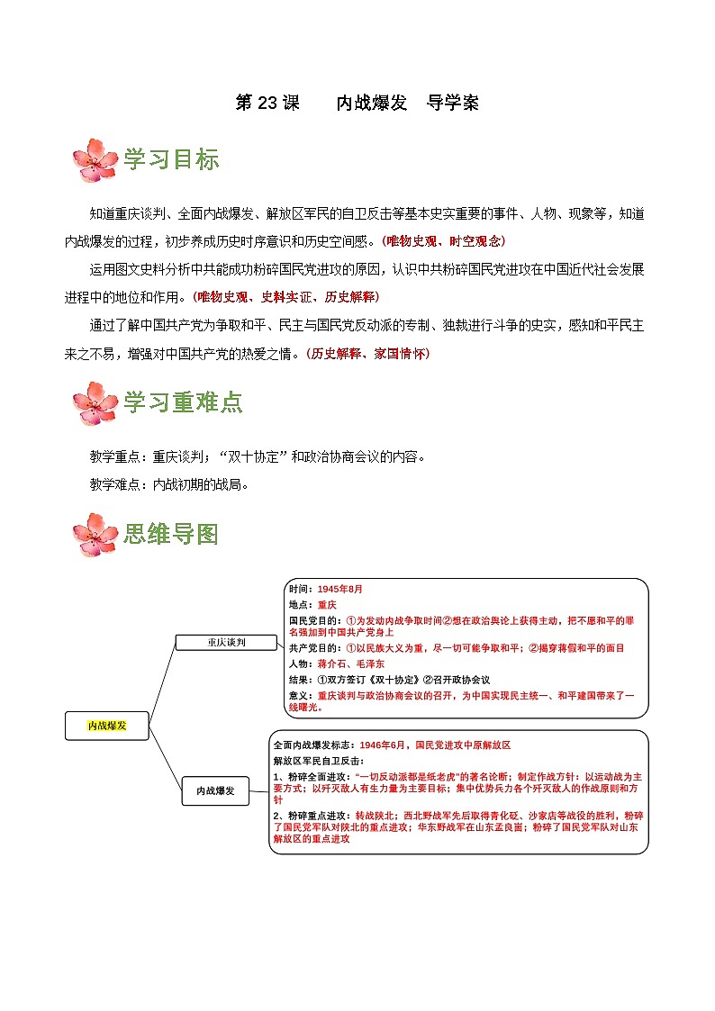 【新课标】23《内战爆发》课件+教案+分层作业+导学案+素材01
