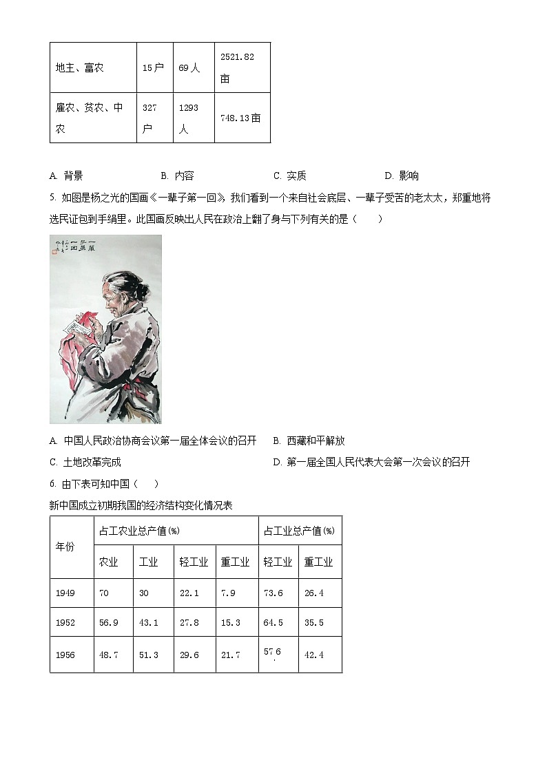 四川省乐山市市中区2023-2024学年八年级下学期期末历史试题（原卷版）第2页