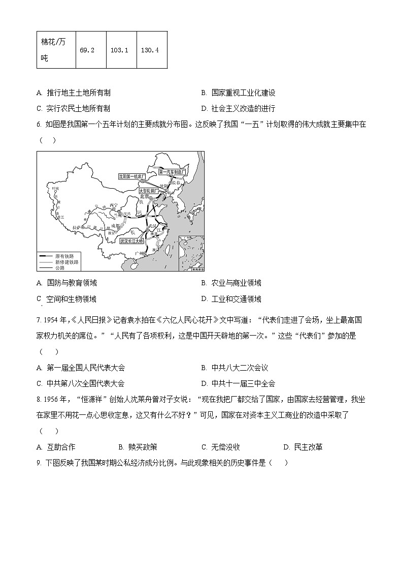 广西玉林市玉州区2023-2024学年八年级下学期期中考试历史试题（原卷版）02