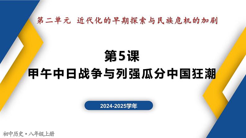 【历史教学帮】（2024-2025学年）初中历史八年级上册 第5课 甲午中日战争与列强瓜分中国狂潮 同步精品课件01