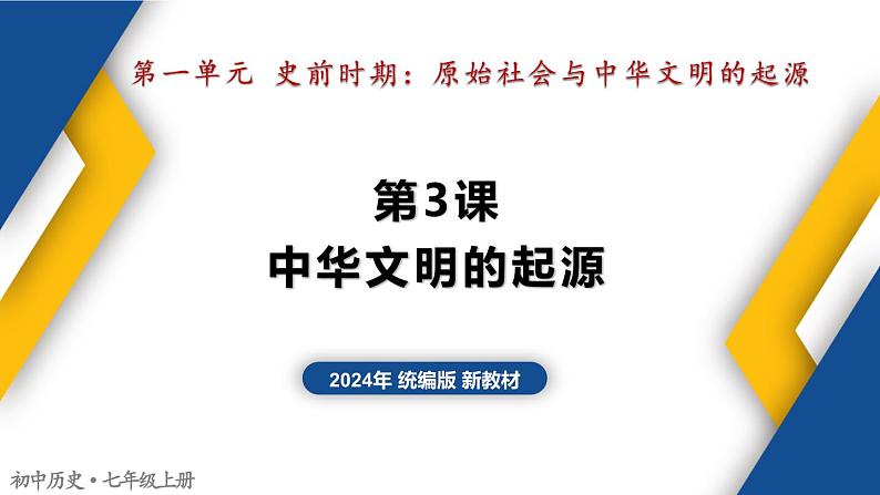 【历史教学帮】（2024年新教材）初中历史七年级上册 第3课 中华文明的起源 同步精品课件01