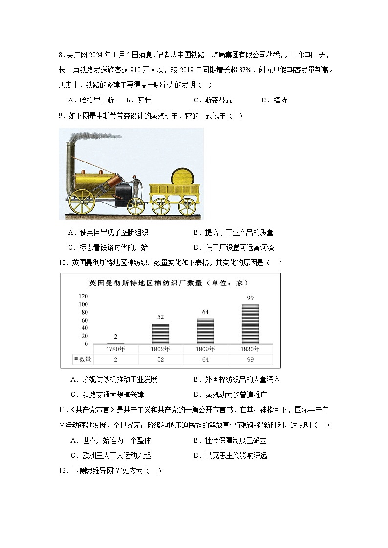 2024-2025学年第一学期人教版九年级历史上册第七单元测试卷（含答案）（测试范围20-21课）03