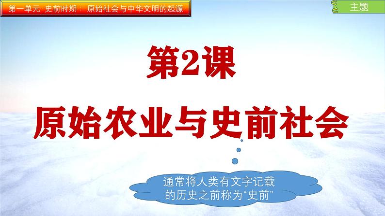 人教统编2024年版七年级历史上册第2课  原始农业与史前社会（课件）01