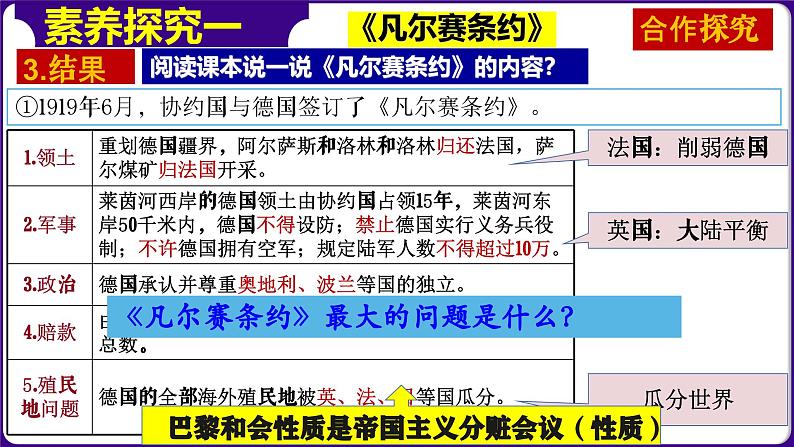 人教版初中历史9下 第10课 《凡尔赛条约》和《九国公约》 课件07