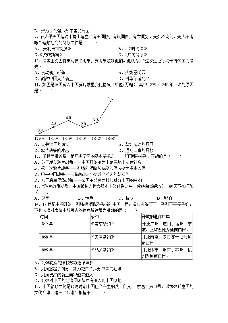 江苏省苏州市昆山市2024-2025学年八年级上学期10月月考历史卷（含答案）第2页